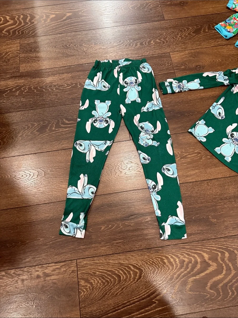 Green Stitch Print Kids Pajama Set with Build a Bear Stitch